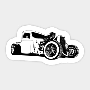 Ford Model A Hotrod Pickup - stylized monochrome Sticker